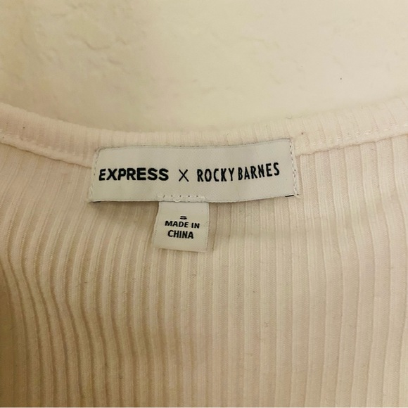 Express White Ribbed Crop Top - Picture 2 of 2
